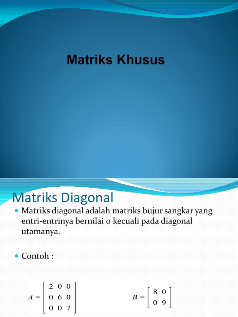 Pengertian dan Contoh Matriks Diagonal | PDF