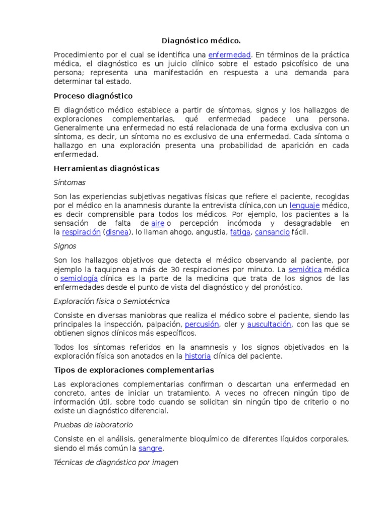 Proceso y Tipos de Diagnóstico Médico | PDF | Diagnostico medico ...