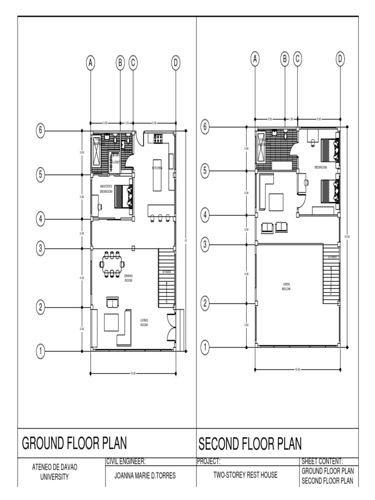Second Floor Plan Ground Floor Plan: A B C D A B C D | PDF | City Of ...
