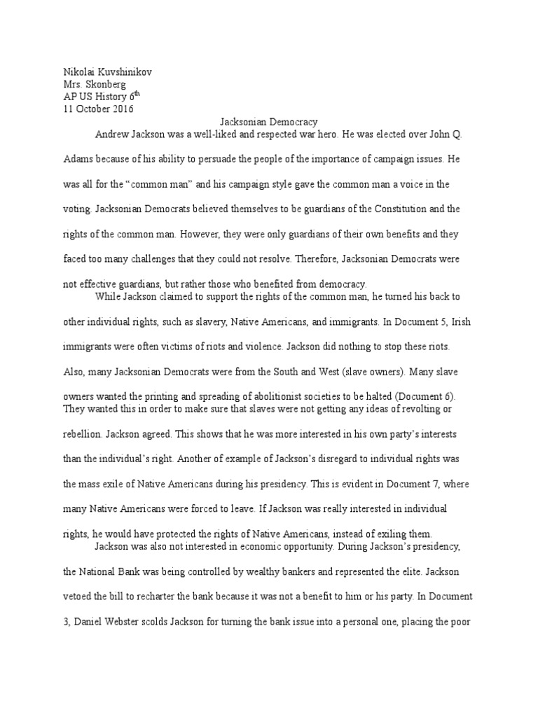 Jacksonian Democracy | PDF | Slavery | Democratic Party (United States)