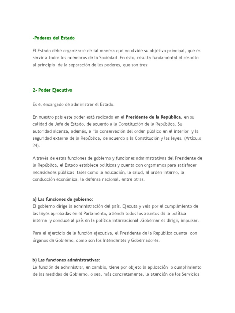 Tres Poderes del Estado y sus Funciones | PDF | Estado (política ...