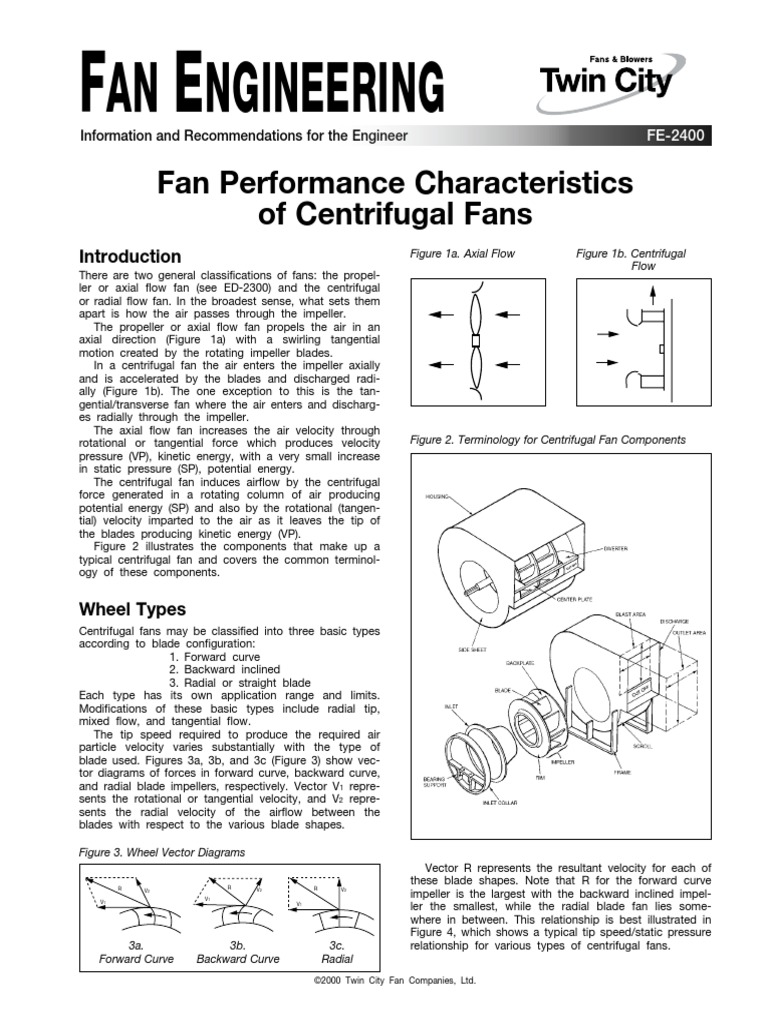 Fan Performance Characteristics of Centrifugal Fans - Fe 2400 PDF | PDF ...