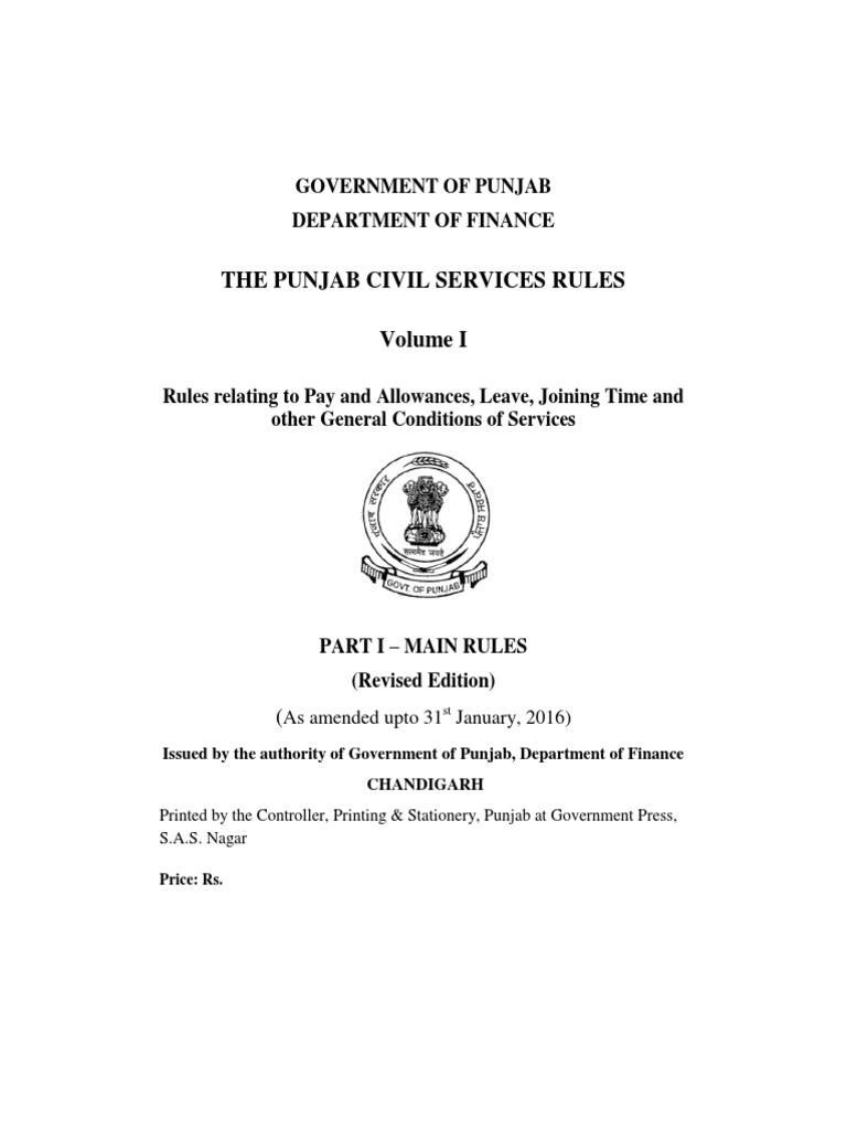 Punjab Civil Services Rules Summary PDF Civil Service Employment