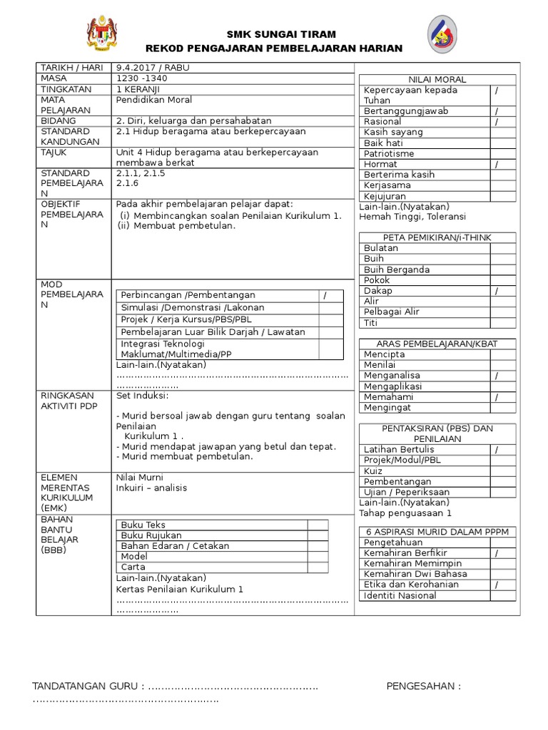 Rph Pendidikan Moral Pdf