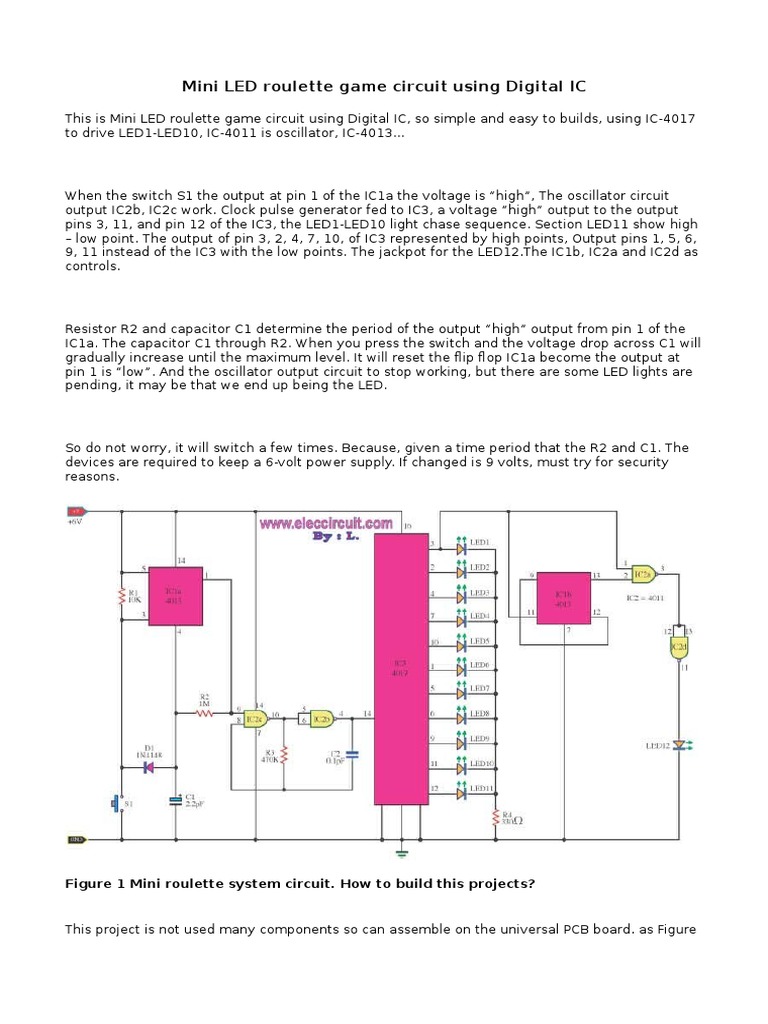 Mini LED Roulette Circuit Design | PDF | Technology & Engineering