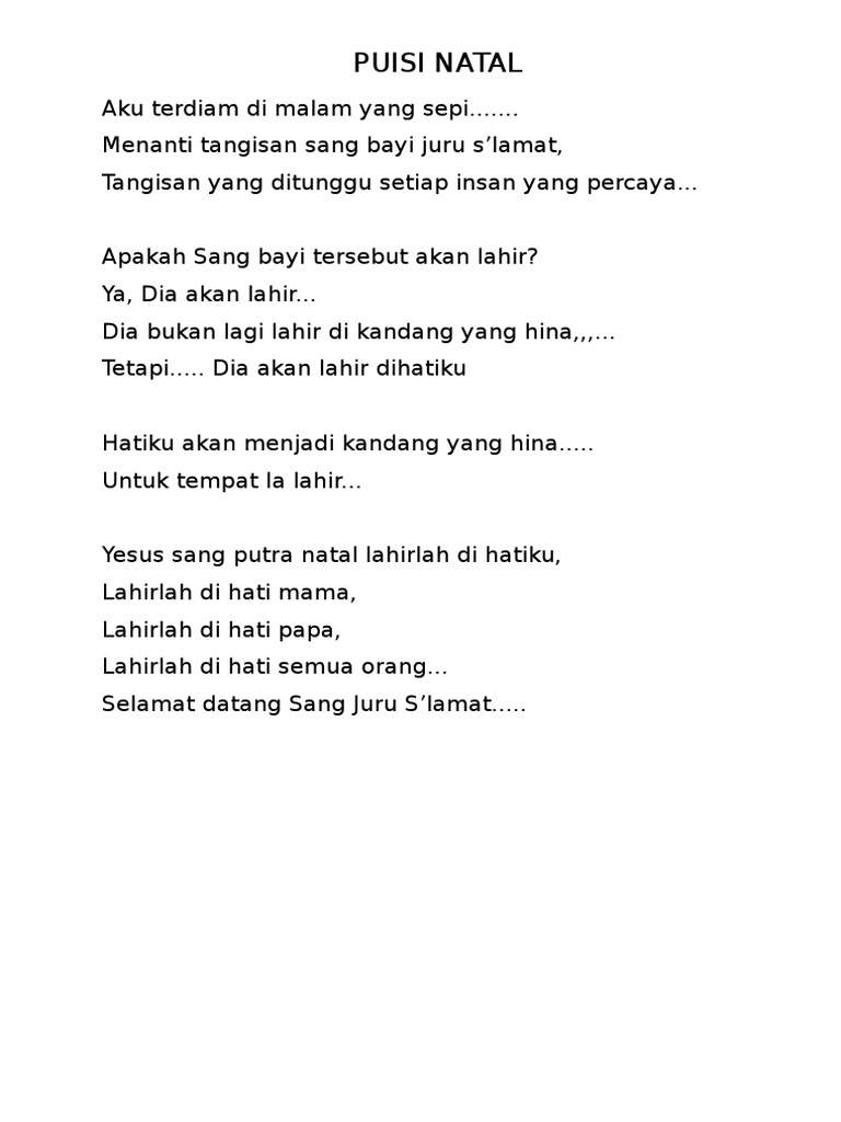 Puisi Natal Anak Perantauan 1001 Kumpulan Puisi Terbaik