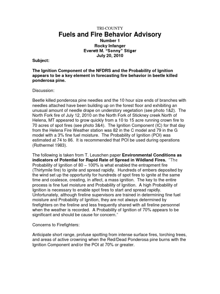 Fuels and Fire Behavior Advisory With Pixs PDF Wildfire Fires