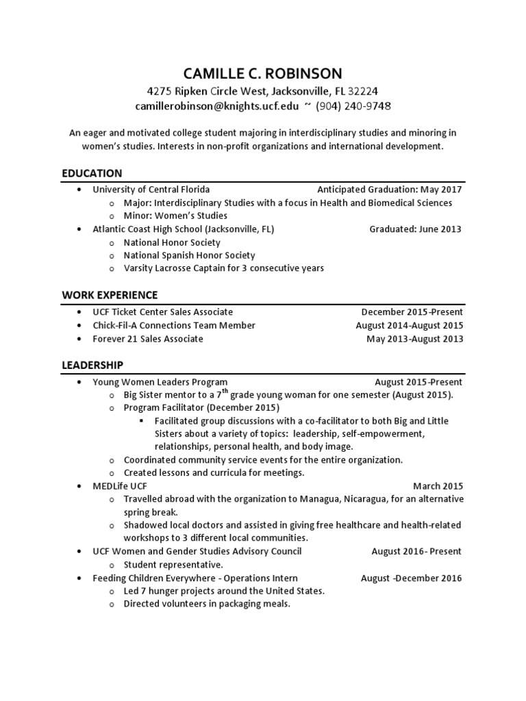 C Robinson Resume 2017 | PDF