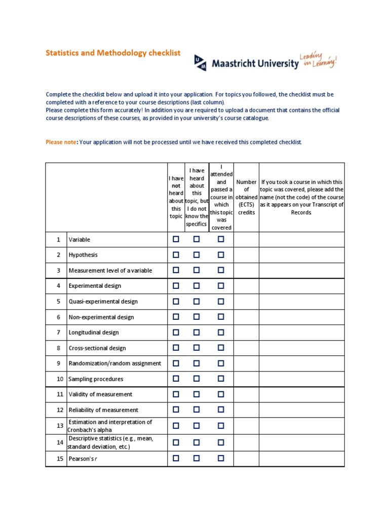 Statistics Course Checklist | PDF | Analysis Of Covariance | Analysis ...
