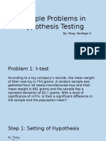 Sample Problems in Hypothesis Testing: By: Vitug, Santiago U