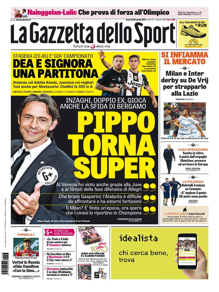 La Gazzetta Dello Sport Con Edizioni Locali 28 Aprile 2017 Avxhm - Se | PDF, image size:768x1024