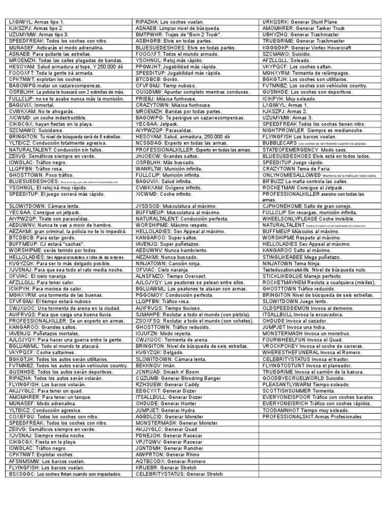 Claves San Andreas PDF Ocio Deportes