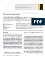 Job Demands, Job Resources and Safety Outcomes: The Roles of Emotional Exhaustion and Safety Compliance