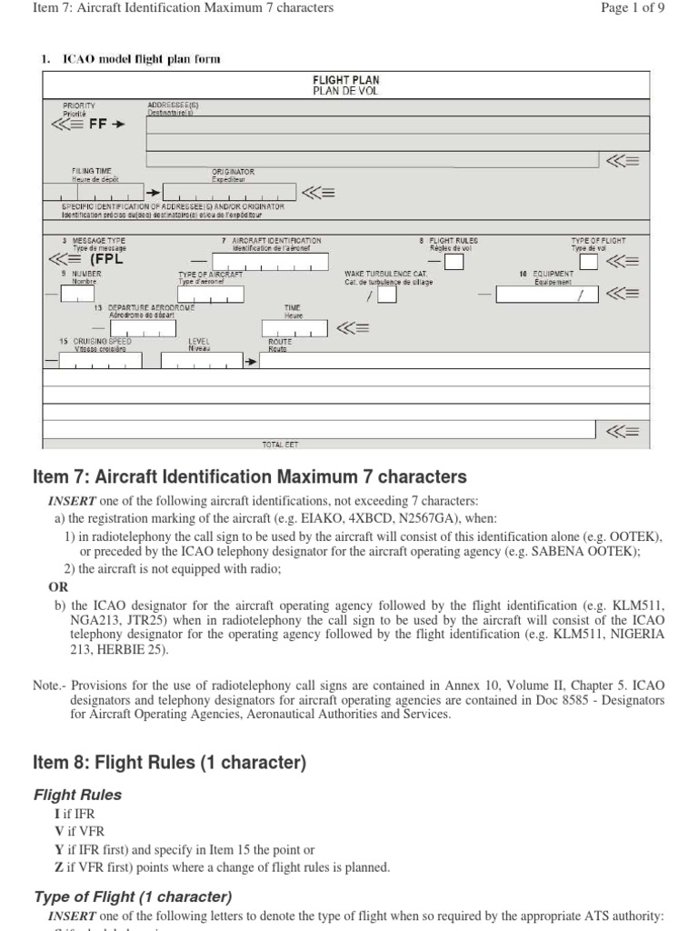 Icao Atc Flight Plan Instrument Flight Rules Latitude