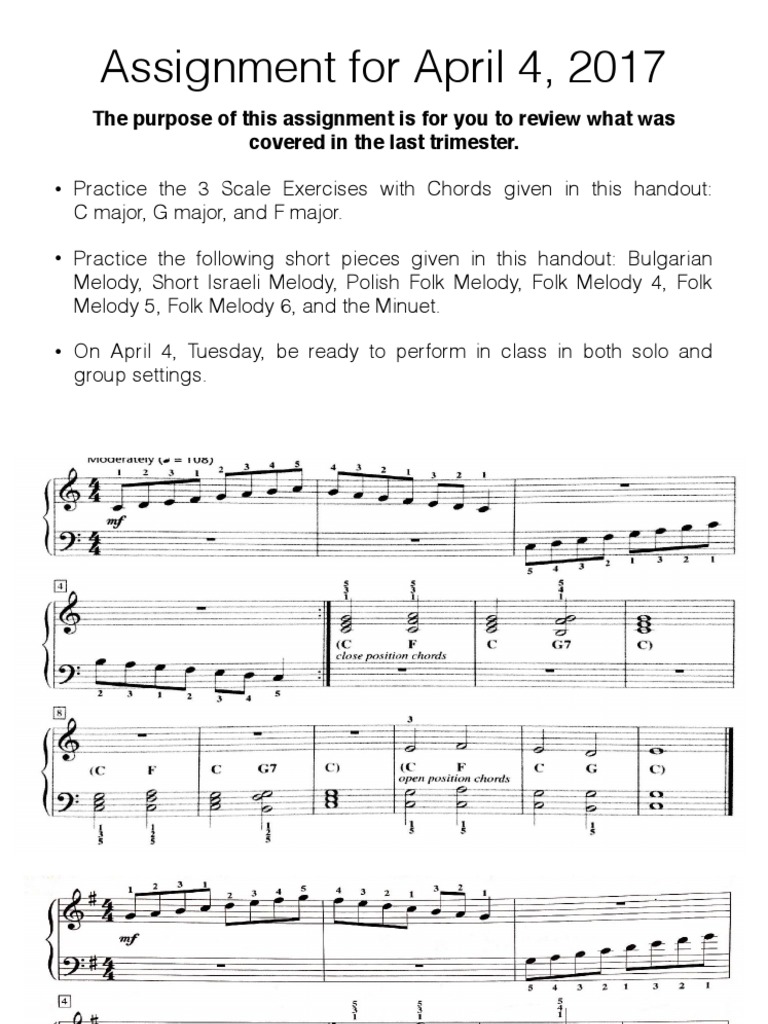 April 4 Assignment: Music Practice Guide | PDF | Language Arts & Discipline