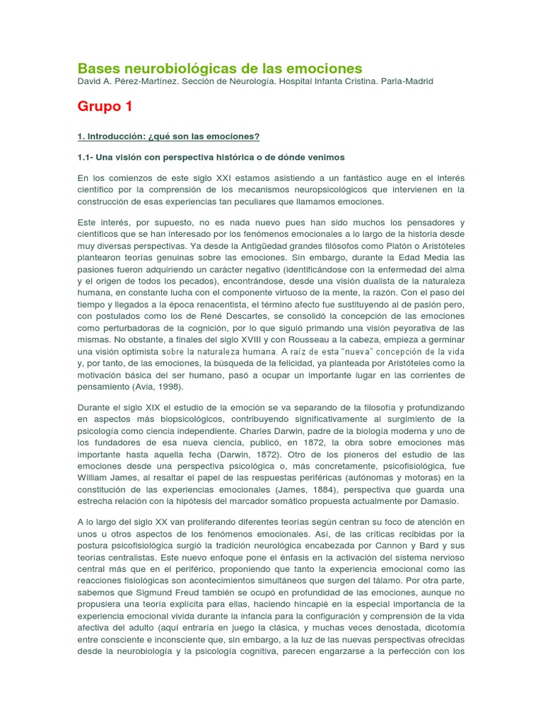 Bases Neurobiológicas de Las Emociones | PDF | Amígdala | Las emociones