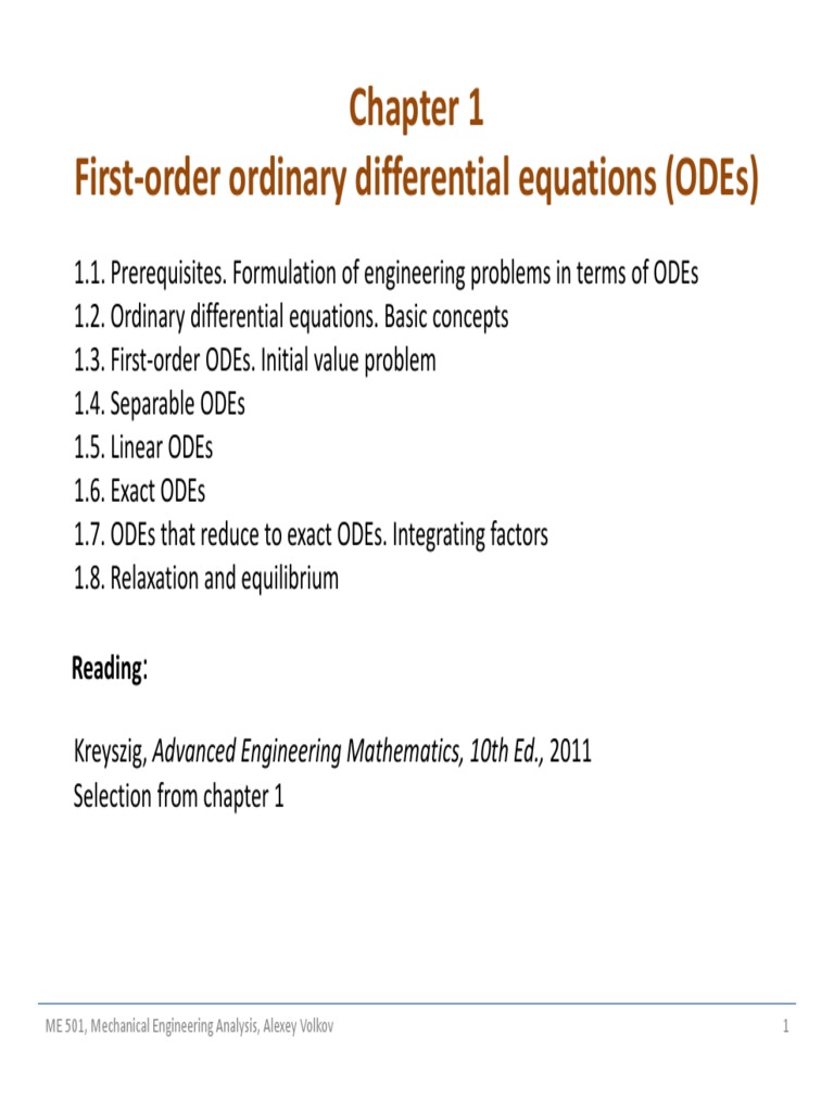 2015 Fall ME501 01 ODE Part1 PDF | PDF | Ordinary Differential Equation ...
