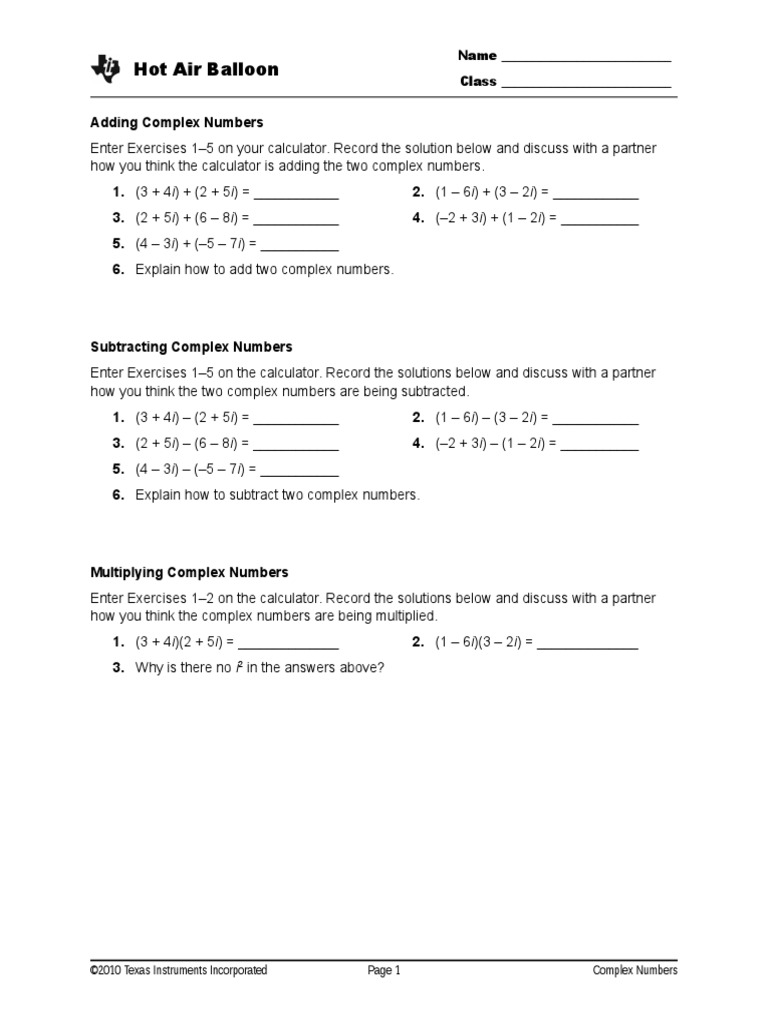 Complexnumbers Student | PDF | Complex Number | Fraction (Mathematics)
