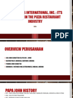 Papa John'S International, Inc.: It'S Strategy in The Pizza Restaurant Industry