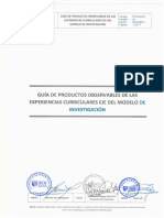 Guía de Productos Observables de Las Experiencias Curriculares Eje Del Modelo de Investigación