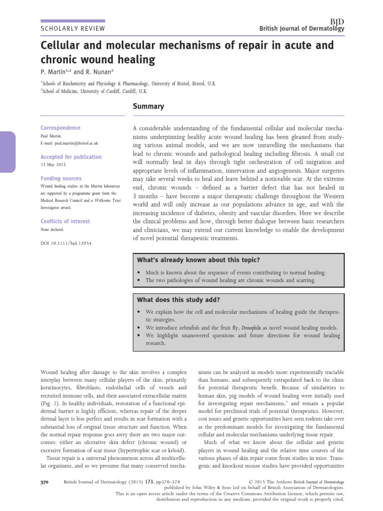Cellular and Molecular Mechanisms of Repair in Acute and Chronic Wound ...