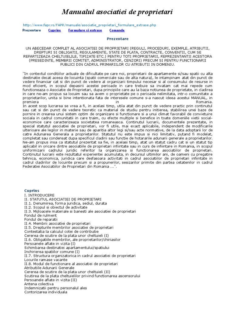 Manualul Asociatiei De Proprietari