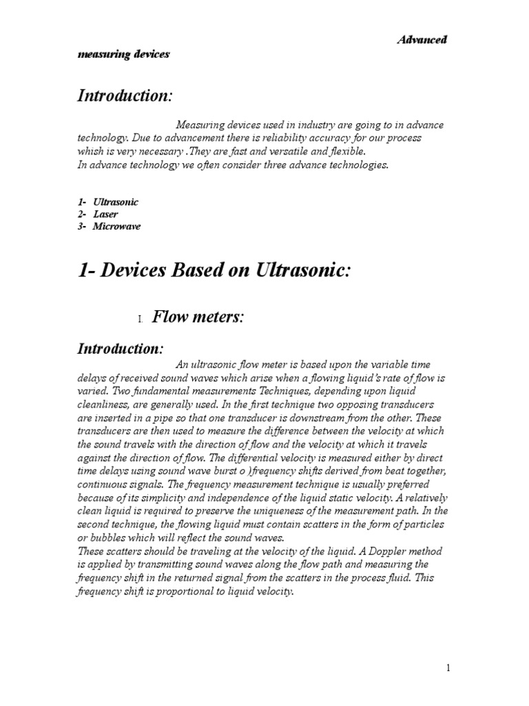Ultrasonic Measuring Devices | PDF | Flow Measurement | Ultrasound
