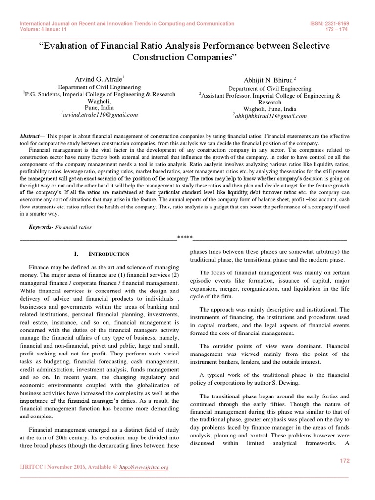 Evaluation of Financial Ratio Analysis Performance Between Selective ...