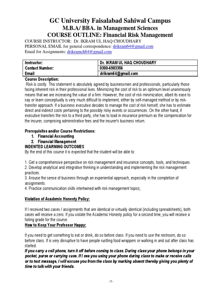what is financial risk management course