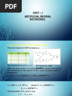 Unit - I Artificial Neural Networks