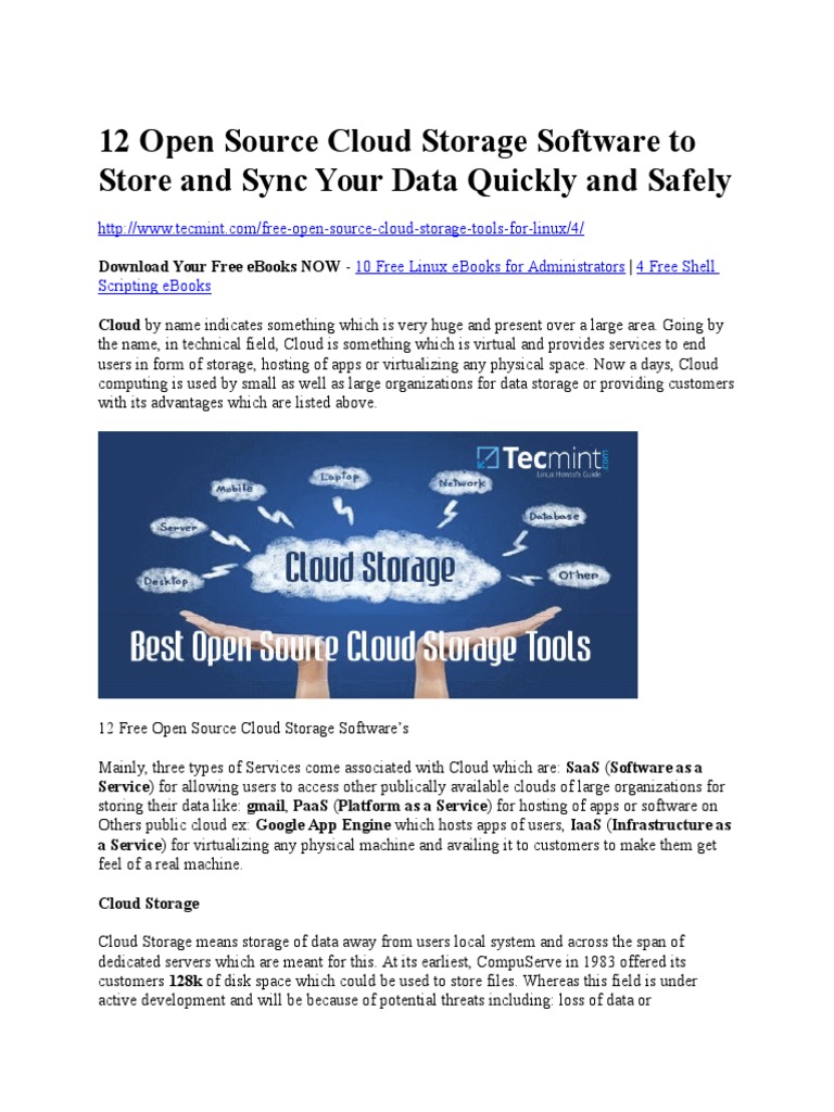 Top 12 Open Source Cloud Storage Tools | PDF | Open Stack | Cloud Computing