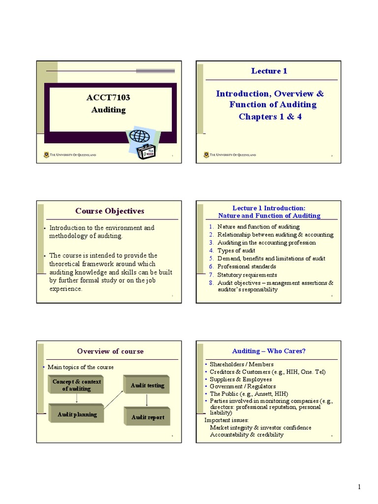 ACCT7103: Introduction to Auditing | PDF | Financial Audit | Audit