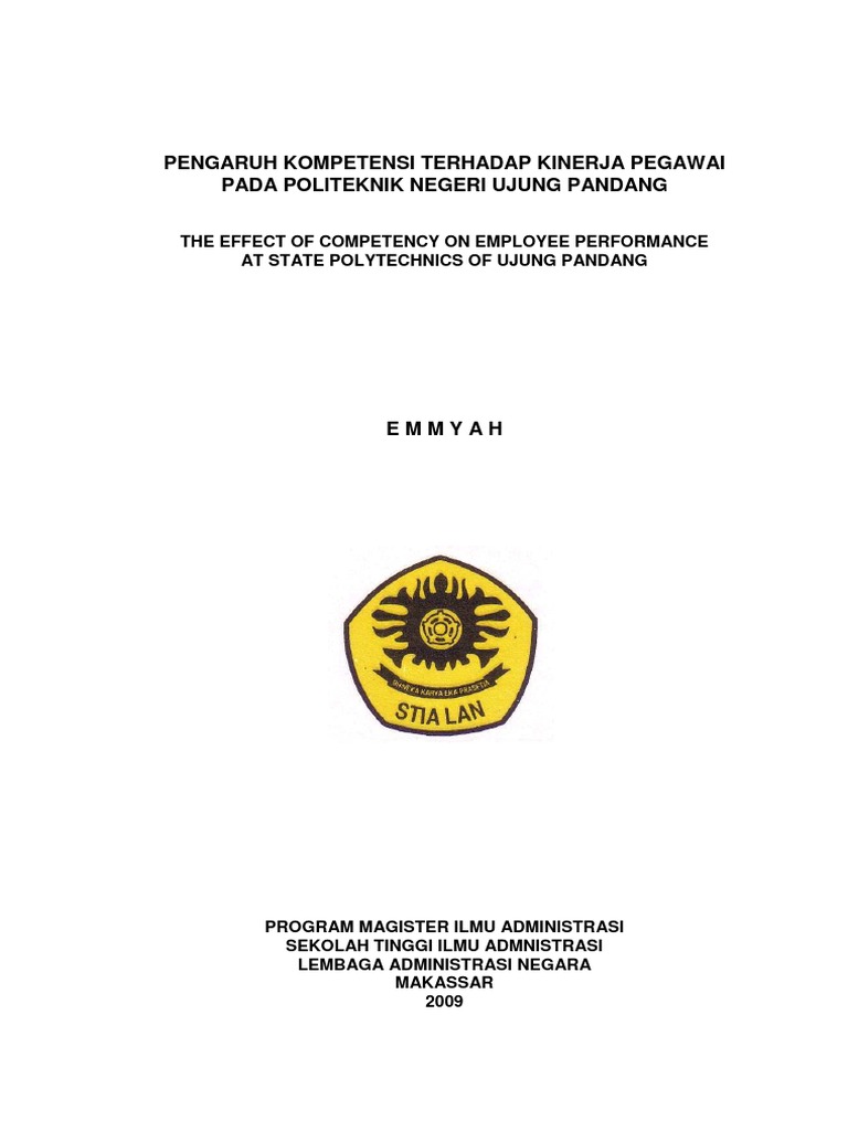 Tesis PENGARUH KOMPETENSI TERHADAP KINERJA PEGAWAI PADA POLITEKNIK