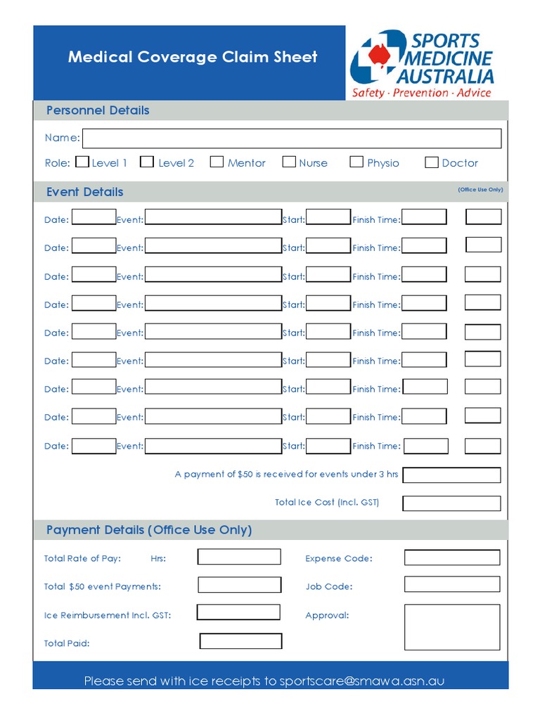 Medical Coverage Claim Sheet Template | PDF
