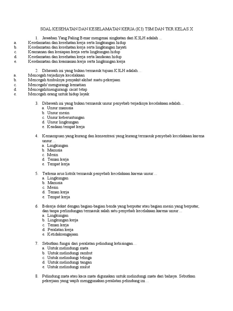 Soal K3 Listrik Dan Jawaban Ilmu Soal