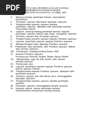 Tata Upacara Bendera Dalam Rangka Memperingati Hari Kartini