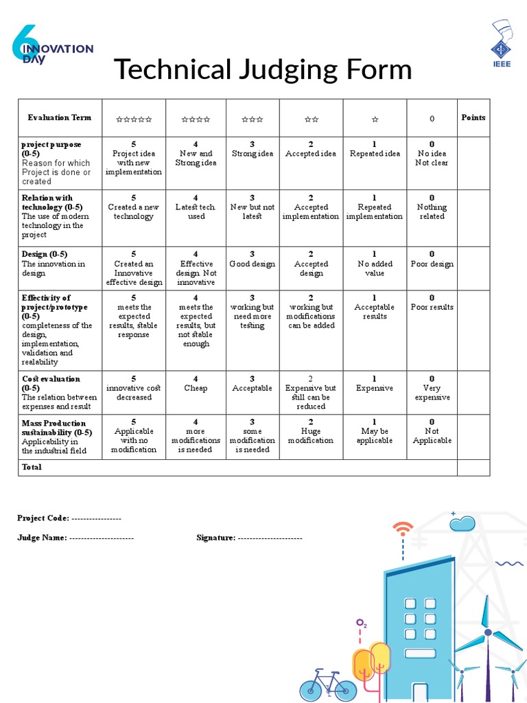 Technical Judging Form: Reason For Which Project Is Done or Created ...