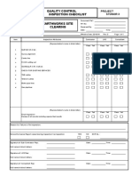 Quality Control Inspection Checklist Earthworks Site Clearing