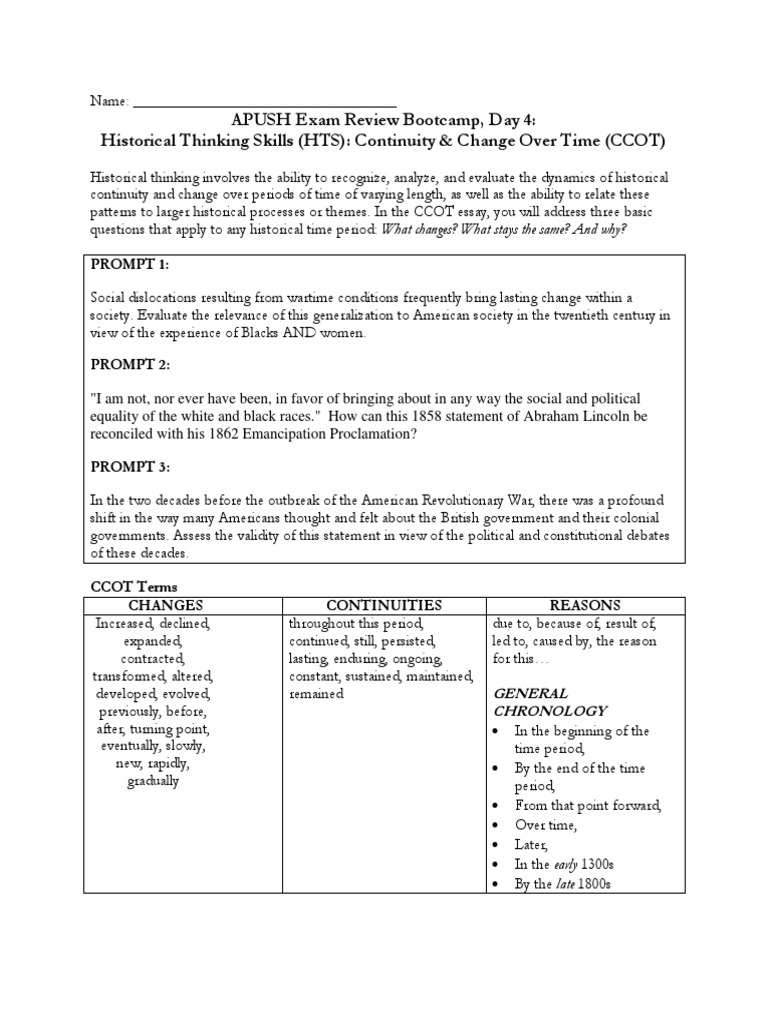 APUSH CCOT Essay Strategies | PDF | Psychological Concepts | Science