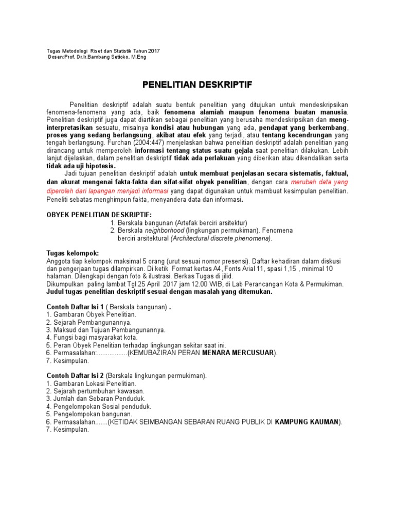 Tugas Penelitian Diskriptif Pdf