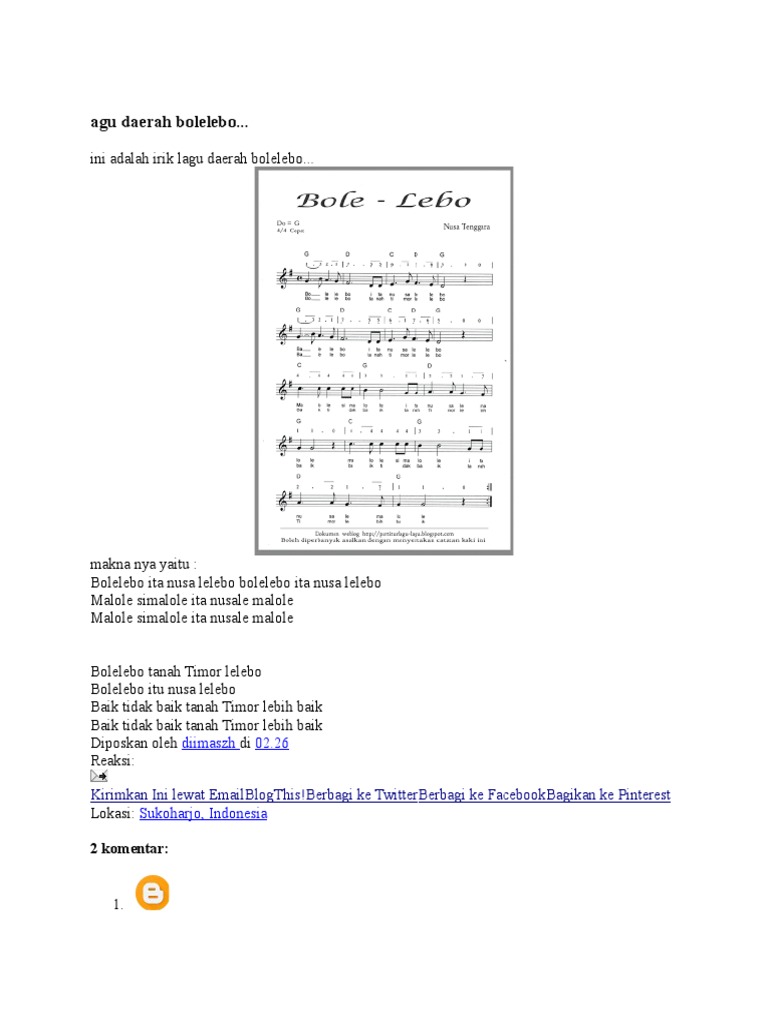 Arti Lagu Bolelebo Kunci Soal