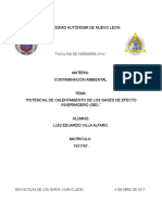 Potencial de Calentamiento de Los Gases de Efecto Invernadero