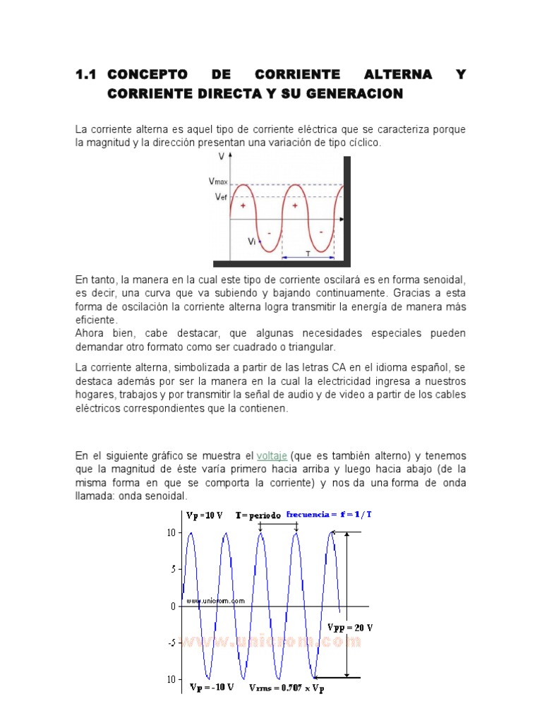 Concepto de Corriente Alterna y Corriente Directa y Su
