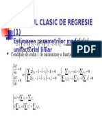 Modelul Clasic de Regresie (1) : Estimarea Parametrilor Modelului Unifactorial Liniar