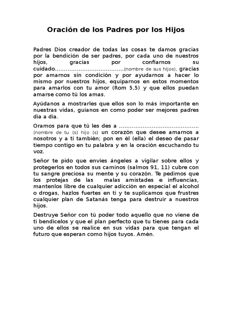 Oración de Los Padres Por Los Hijos | PDF | María, madre de Jesús | Rosario