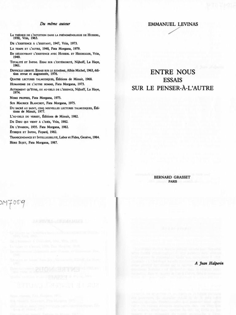 Levinas Visage Citation