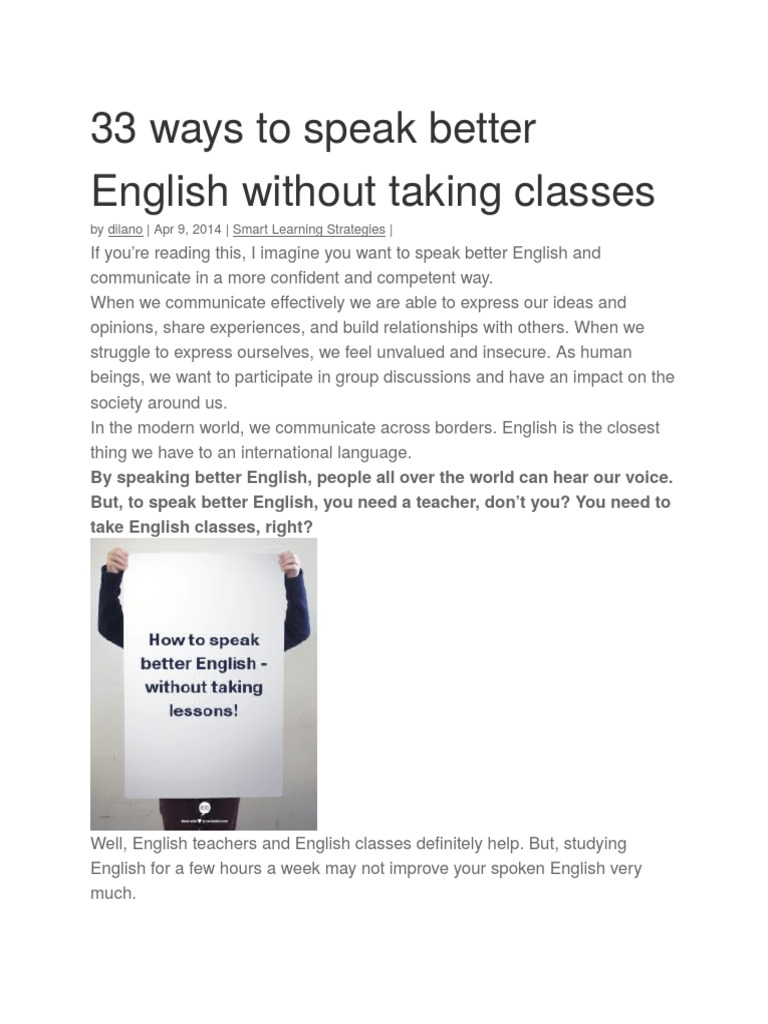 33 Ways To Speak Better English Without Taking Classes docx Stress