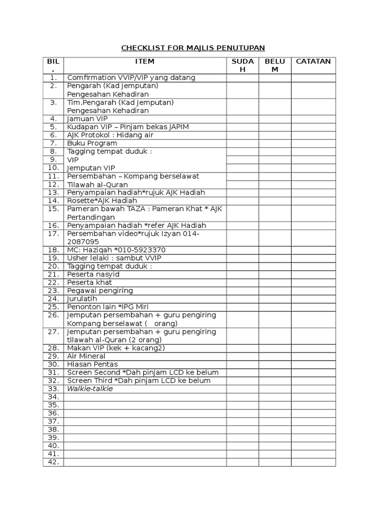 Checklist Kecantikan untuk Majlis Penting