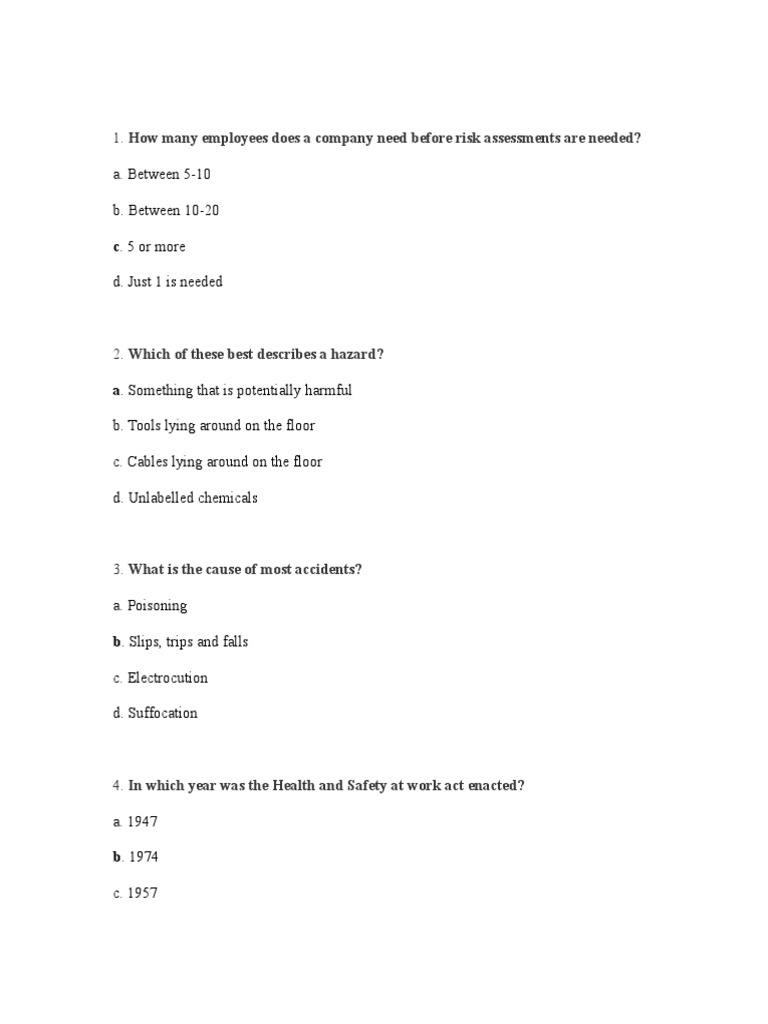 OSH Questions Personal Protective Equipment Occupational Safety And