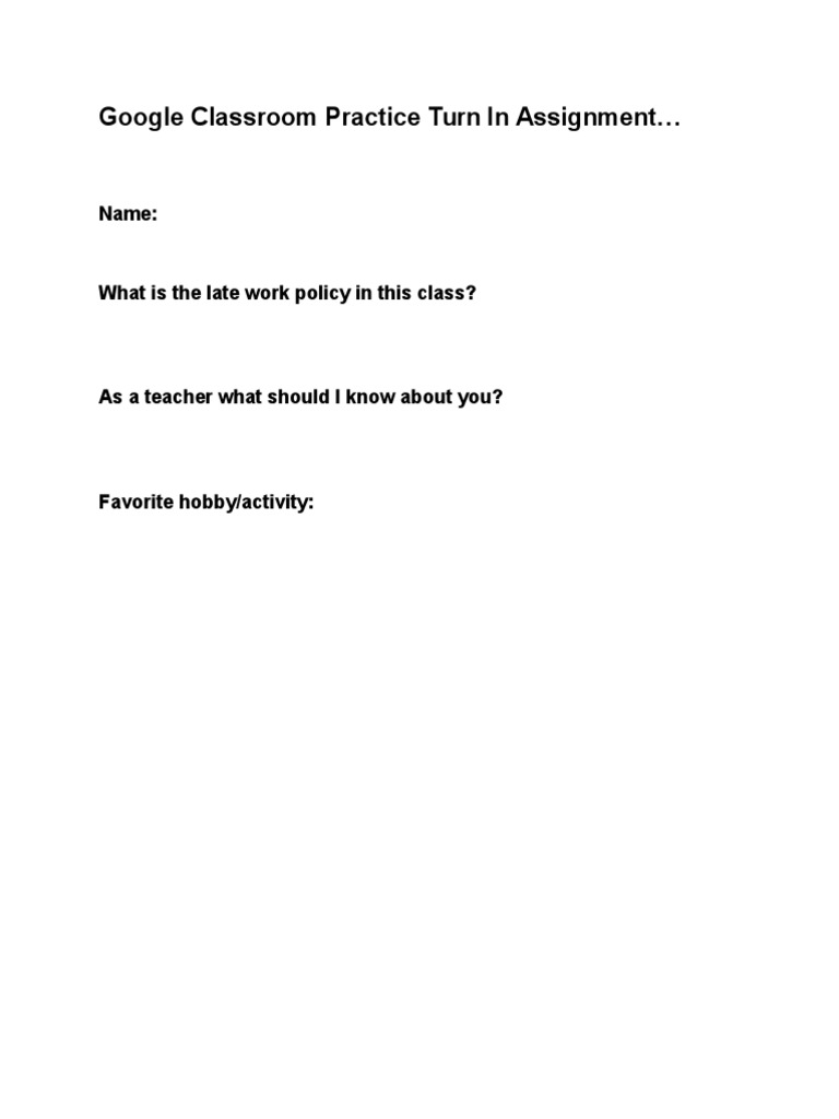 Google Classroom Late Work Policy Guide | PDF